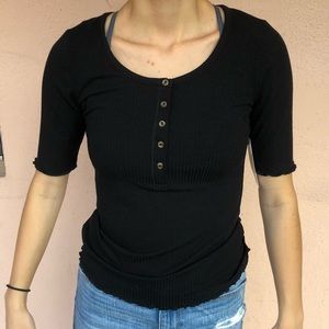 Ana Women’s Lettuce Edge Button Top